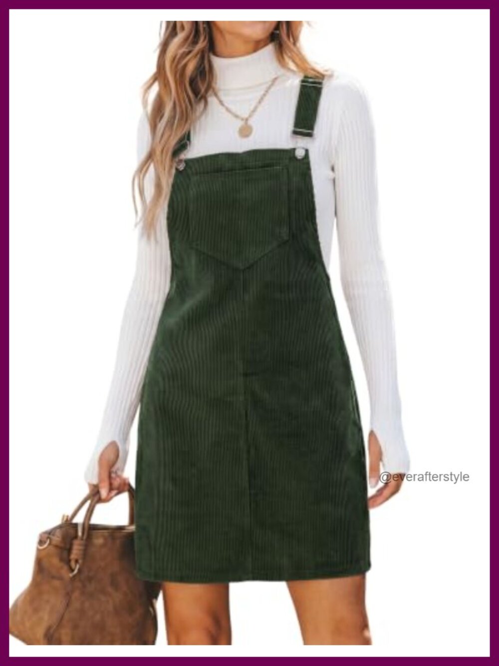 Corduroy Overall Bib Dress A-Line Suspender Jumper Adjustable Straps